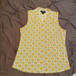 Liz Claiborne PM sleeveless v neck, black, yellow & white.